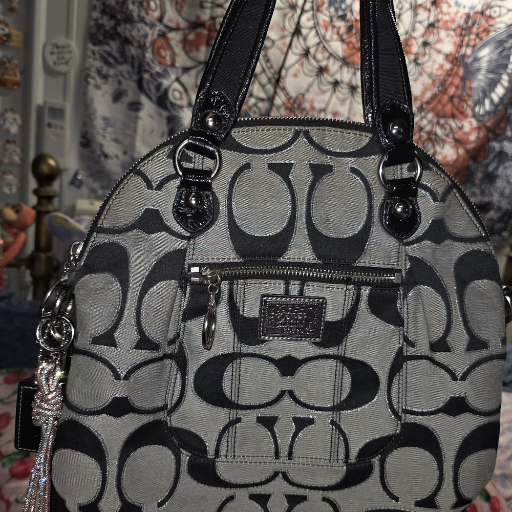 Stylish Black and Gray Coach Women's Bag